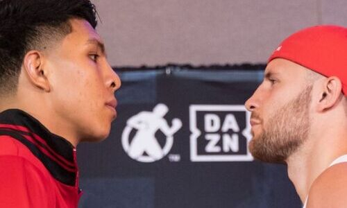 Последний соперник Головкина провел битву взглядов с непобежденным экс-чемпионом мира