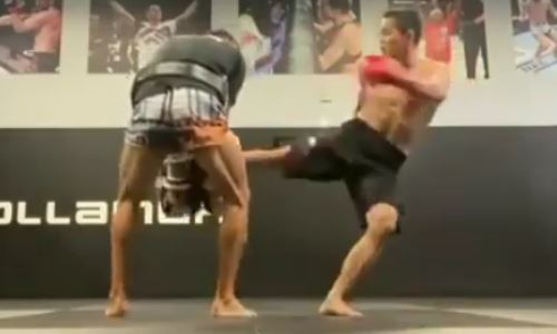 Казахстанский файтер тренируется в известном зале в США. Видео