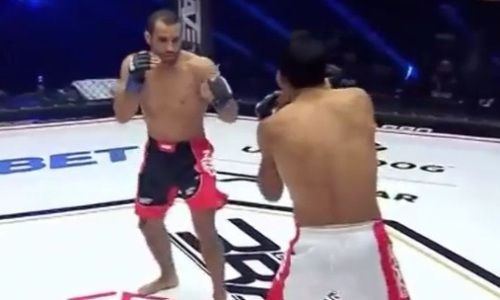 Видео жесткого нокаута ударом в челюсть бразильца казахстанским бойцом на турнире Brave CF 53