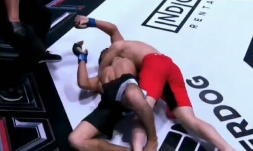 Казахстанский боец загонял и удушил узбека на турнире в Алматы. Видео