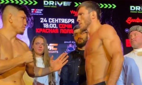 Куат Хамитов и Мариф Пираев прошли взвешивание перед боем. Видео
