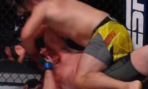 «Кинг Конг» превратил лицо соперника в кровавое месиво перед нокаутом в UFC. Видео