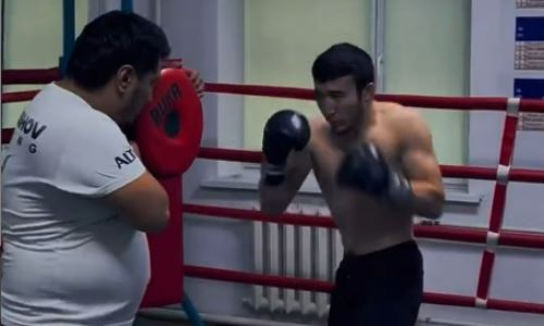 Казахстанский боксер показал свою подготовку к бою с узбеком. Видео