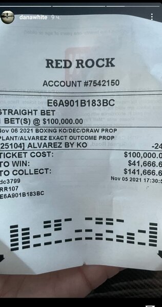 Озвучен выигрыш Даны Уайта со ставки на победу «Канело»