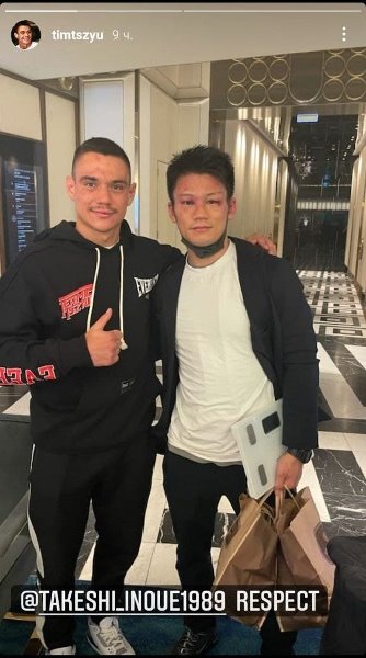 Тим Цзю встретился с Такеши Иноуэ после боя за два титула. Фото