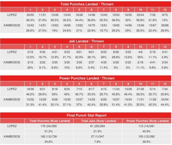 Представлена статистика ударов сенсационного боя Теофимо Лопес — Джордж Камбосос