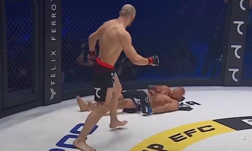 Остолбенел в одной позе. Российский боец MMA одним ударом послал бразильца в глубокий нокаут. Видео