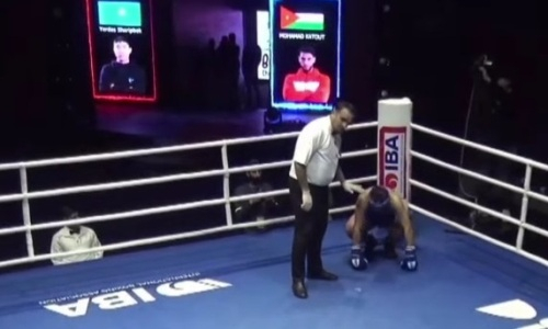 Тяжеловес из Казахстана заставил соперника ползать по рингу от боли. Видео