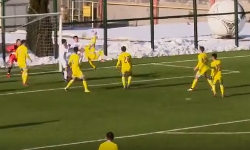 Появилось видео шикарного гола игрока молодежной сборной Казахстана в ворота Кыргызстана