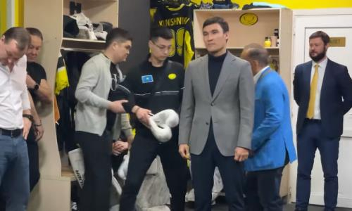 Серик Сапиев пришел в раздевалку «Сарыарки» после второго матча финала чемпионата РК. Видео