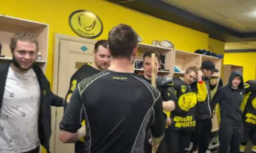Видео победной раздевалки «Сарыарки» после пятого матча с «Арланом»
