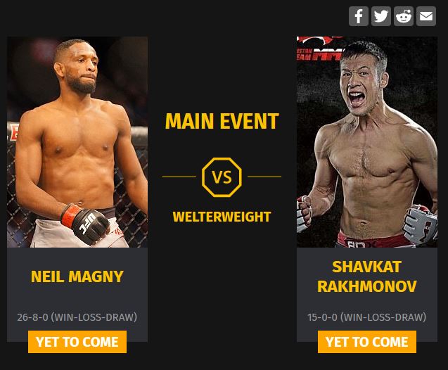 Шавкат Рахмонов впервые сразится в главном бою турнира UFC