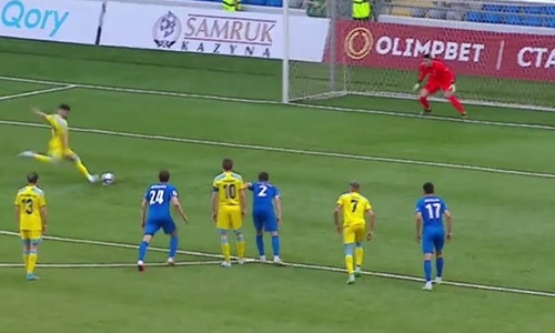 Видео второго гола Эуженио матча Премьер-Лиги «Астана» — «Туран» 