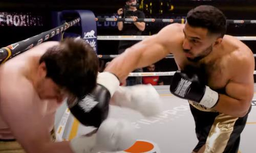 Видео полного боя непобежденного казахстанского тяжеловеса с убойным нокаутом на 55-й секунде