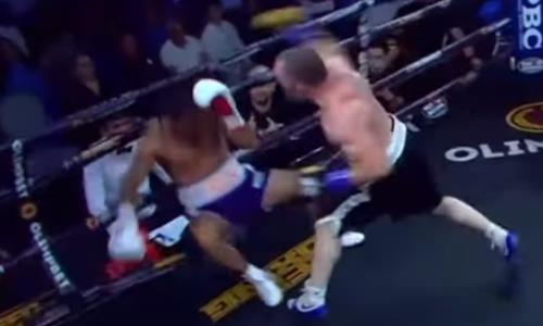 Бой узбекистанского боксера превратился в избиение с тремя нокдаунами и нокаутом за один раунд. Видео