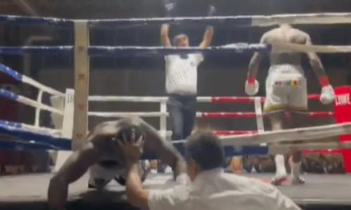 Боксер улетел в страшный нокаут в первом же раунде. Видео