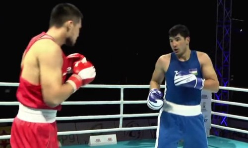 Видео полного боя супертяжей из Казахстана и Узбекистана с нокдауном за выход в финал ЧА-2023 до 22 лет по боксу