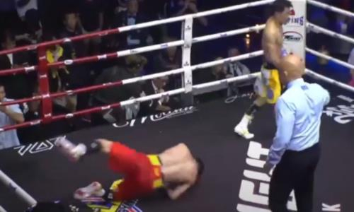 Неожиданным исходом завершился бой казахского боксера с экс-чемпионом мира за титул WBA. Видео