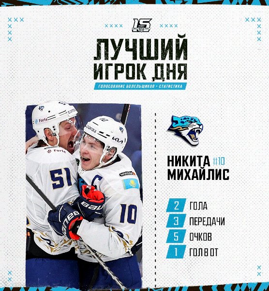 Никита Михайлис признан лучшим игроком дня в КХЛ