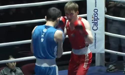 Разгромом завершился бой Казахстан — Узбекистан за выход в финал международного турнира по боксу. Видео
