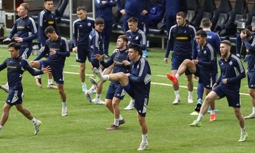 Появилось видео тренировки сборной Казахстана перед матчем с Данией