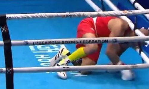 Видео полного боя с брутальным нокаутом казахского боксера на ЧМ-2023 в Ташкенте