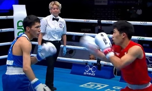 Видео полного боя Санжара Ташкенбая за выход в полуфинал ЧМ-2023 по боксу