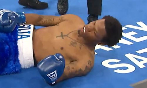 Шикарный нокаут за 30 секунд зафиксирован перед титульным боем Жанибека Алимханулы. Видео