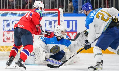 Фоторепортаж с матча ЧМ-2023 Норвегия — Казахстан 3:4 Б