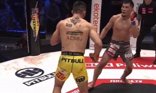 Видео полного боя казахстанского бойца за титул европейской лиги