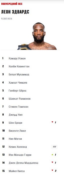 Стала известна позиция Шавката Рахмонова в обновленном рейтинге UFC