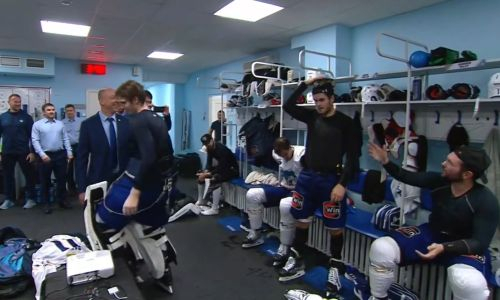 «Барыс» показал победную раздевалку матча с «Нефтехимиком»