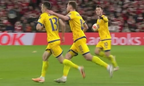 Видео гола сборной Казахстана в выездном матче против Дании