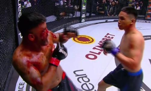 Кровавым побоищем с нокаутом обернулось «казахское дерби» в ММА. Видео