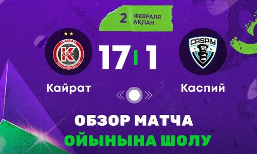 Видеообзор матча чемпионата Казахстана «Кайрат» — «Каспий» 17:1 