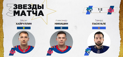 Эдвард Паскуале признан третьей звездой матча КХЛ «Барыс» — СКА