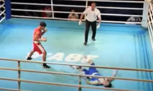 Чудовищный нокаут случился в бою за медаль международного турнира по боксу с участием Казахстана. Видео
