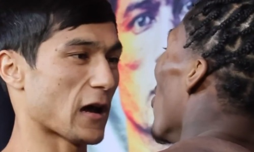 Боксер из Узбекистана устроил горячую дуэль взглядов перед боем за титул чемпиона мира. Видео