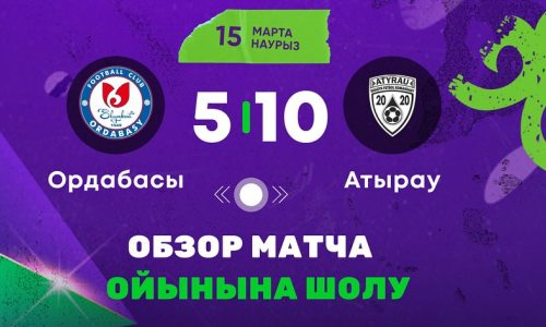 Видеообзор матча чемпионата Казахстана «Ордабасы» — «Атырау» 5:10