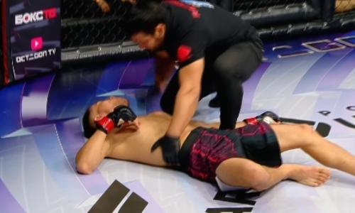 Страшным нокаутом в первом раунде закончился бой непобежденных файтеров из Казахстана и Узбекистана. Видео