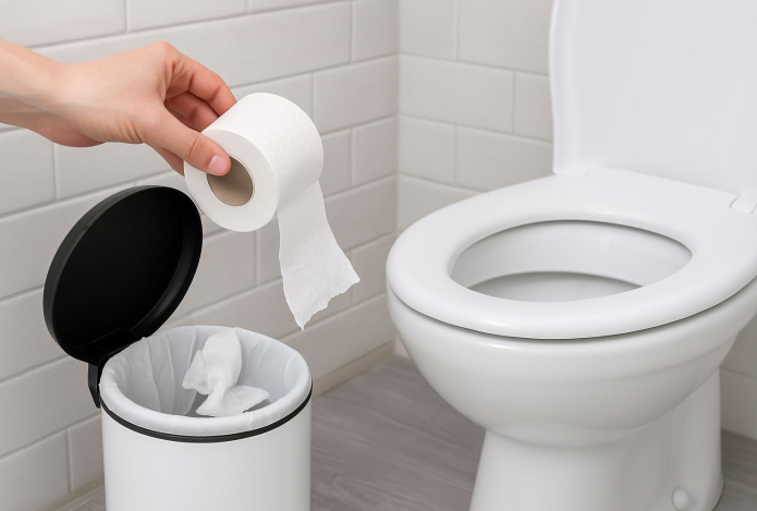 Куда надо выбрасывать туалетную бумагу — в унитаз или мусорное ведро