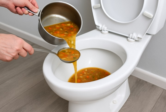 Что произойдет, если в унитаз вылить суп — этого делать категорически нельзя
