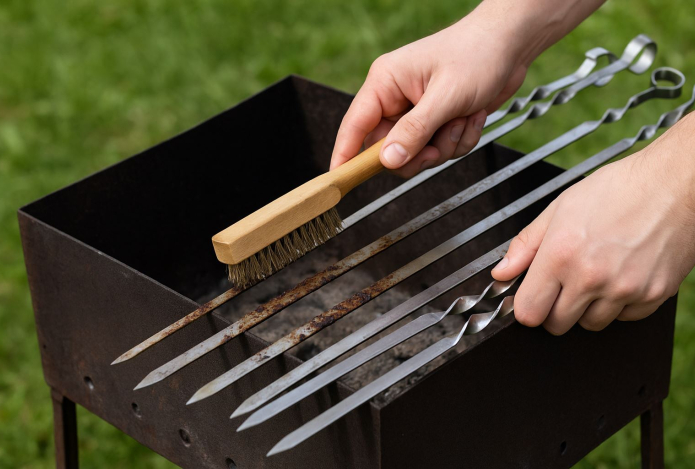 Как быстро очистить шампуры