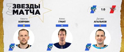 Три игрока «Барыса» признаны звёздами матча КХЛ с «Авангардом»