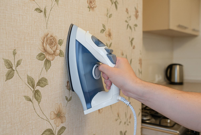 Зачем нужно гладить утюгом обои на кухне
