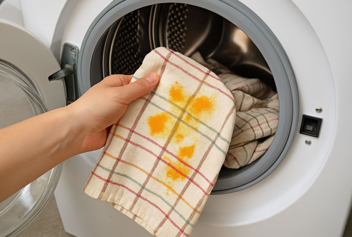 Как отстирать кухонные полотенца от жира и пятен — метод, который всегда срабатывает