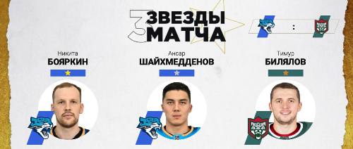 Два игрока «Барыса» признаны звёздами матча КХЛ с «Ак Барсом»