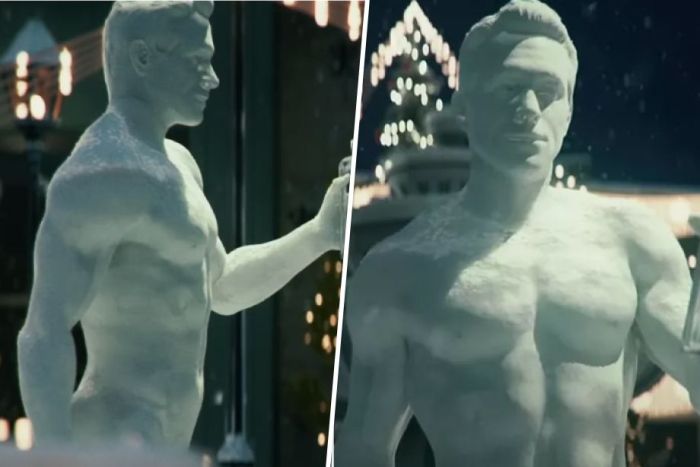 Райан Рейнольдс похвастался идеальными мускулами в образе снежного человека. Фото