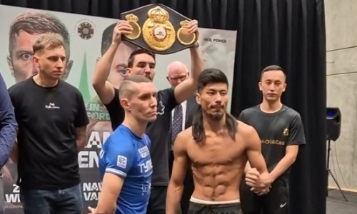 «Казахский король» прошел взвешивание и дуэль взглядов перед боем за титул WBA. Видео