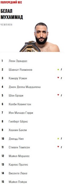 Шавкат Рахмонов официально поднялся в рейтинге UFC